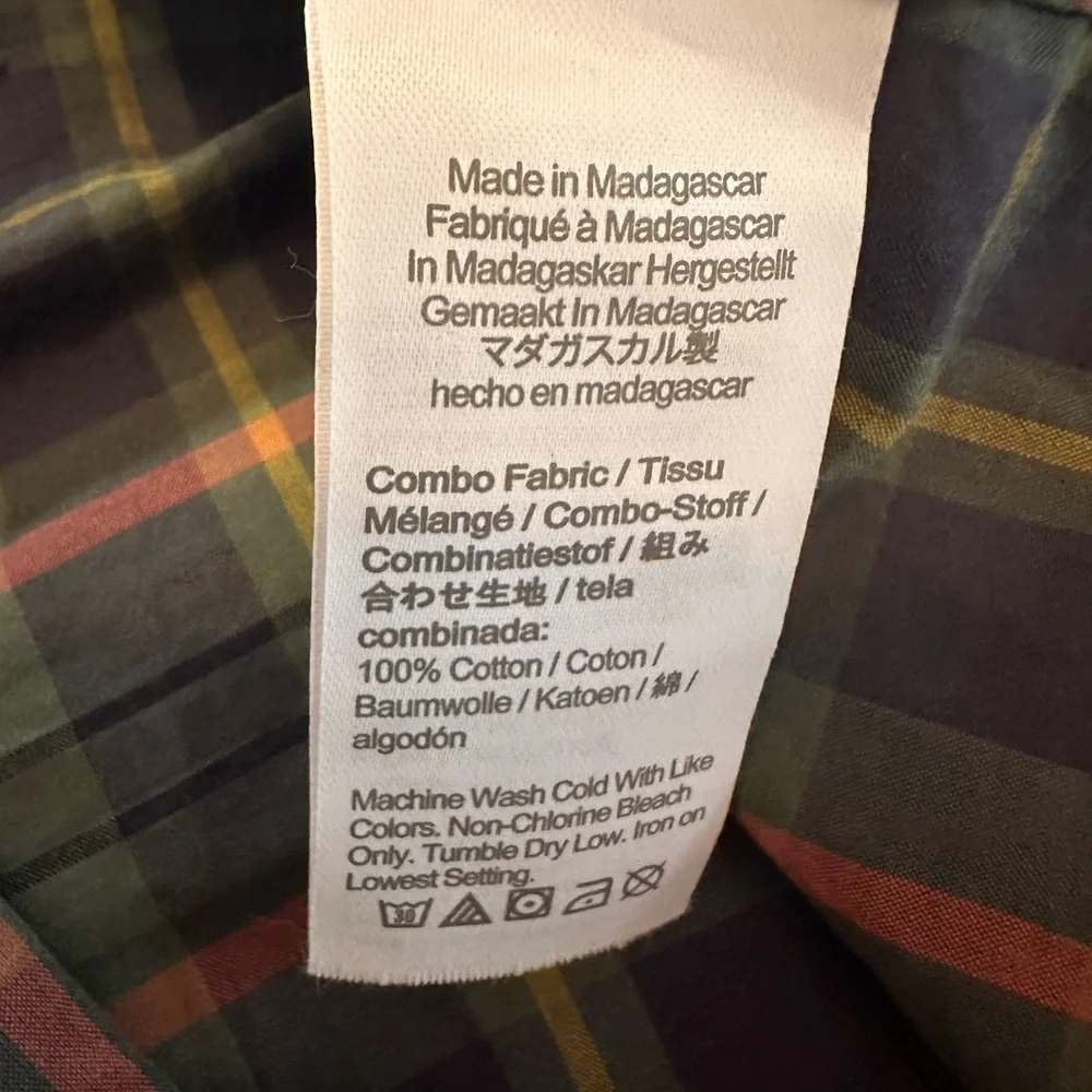 J.Crew Men’s plaid green blue 100’s 2-ply yarns Classic XL button down shirt